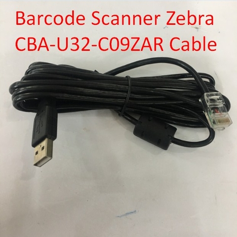 Cáp Zebra CBA-U32-C09ZAR For Máy Quét Mã Vạch Barcode Scanner Zebra USB Type A 5V Host Power to RJ50 10 Pin Male Black Length 3M
