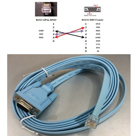 Cáp Điều Khiển Truyền Số Liệu Tín Hiệu Biến Tần RJ12 6Pin 6P6C to Com RS232 DB9 Female For Direct Connection to PC With NORD CON Length 1.8M