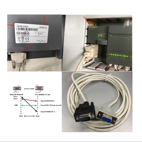 Cáp Kết Nối Điều khiển PLC SIEMENS S7-200 CN Với Màn Hình MT8071iP HMI Weintek Qua Giao Thức RS485 Connector Cable DB9 Female to DB9 Male Length 3M