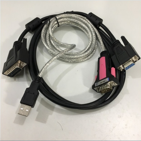 Bộ Combo Cáp Lập Trình Siemens 6XV1440-2KH32  Connection Cable RS232 DB9 to 15 Pin D Sub DB15 Female Và USB to RS232 Z-TEK ZE533A