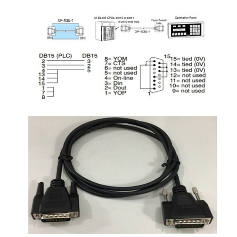 Cáp Kết Nối PLC Programming OP-4CBL-1 Cable KOYO DirectLOGIC 405 Với Optimation Panel Choosing RS232C DB15 Male to RS232C DB15 Male Length 1.8M
