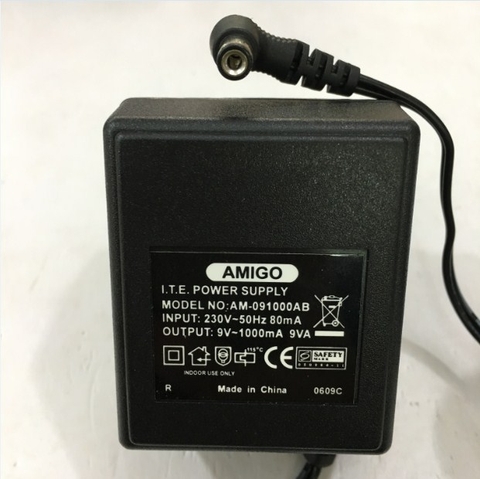 Adapter AC To AC 9V 1000mA AMIGO AM-091000AB ITE Power Supply Connector Size 5.5mm x 2.1mm 90 Degree