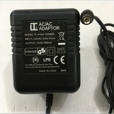 Adapter AC To AC 12V 800mA TL-41GA-1200800 Connector Size 5.5mm x 2.1mm