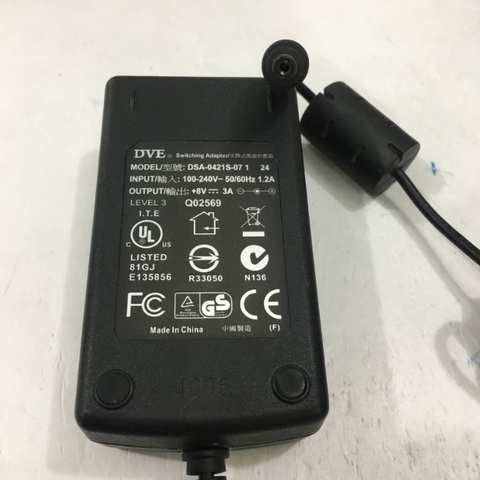 Adapter 8V 3A 24W DVE Connector Tip Size 5.5mm x 2.1mm For Máy đo màu quang phổ Spectrophotometer CM-3600/CM-3610A Konica Minolta Color Light