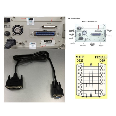 Cáp Kết Nối Thiết Bị Đo Phân Tích Trở Kháng RLC TEGAM 3550 Với Máy Tính Cable  RS-232C Null Cable DB9 Pin Female to DB 25 Pin Male 740570-6 Black Length 1.8M