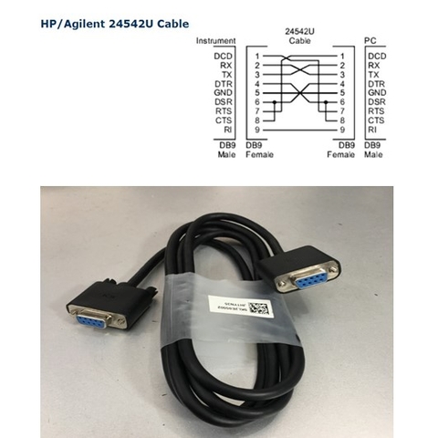 Cáp RS232 Chuẩn Chéo HP/Agilent F1047-80002 Null Modem Cable Chất Lượng Cao DB9 Female to DB9 Female Black Length 1.8M