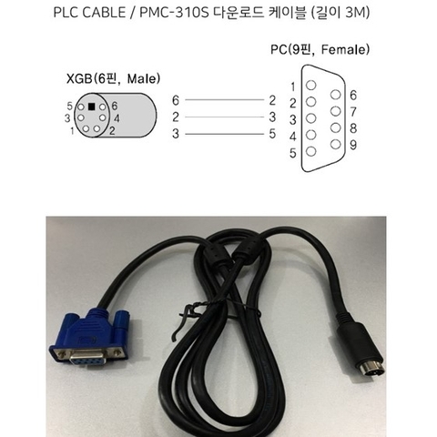 Cáp Điều Khiển PLC Programming LS PLC XGB Series PMC-310S PC to PLC RS-232C DB9 Female to 6 Pin Mini DIN Male length 1.5M