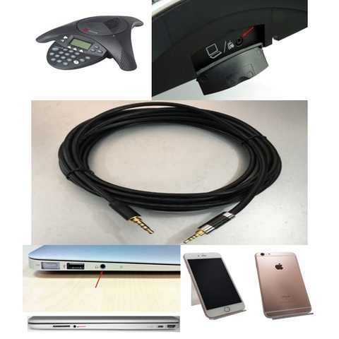 Cáp Kết Nối Audio Speaker Điện Thoại Hội Nghị Polycom Soundstation 2 Calling Cable For Mobile Laptop Cable 2.5mm Stereo 4 Pin to 3.5mm Stereo 4 Pin Length 5M