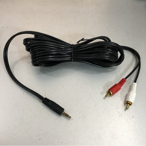Cáp Tín Hiệu Âm Thanh Phòng Họp Hội Trường Audio Cable 3.5mm Male to 2x RCA Male OEM Black Length 5M
