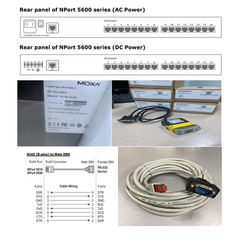 Cáp Kết Nối Serial Cable RS-232 CBL-RJ45M9-150 RJ45 8 Pin to DB9 Male Cable 5M For Moxa NPort 5600 Series Với Máy Đọc Mã Vạch Gắn Cố Định Cognex DMR 150 series