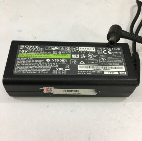 Adapter Original 16V 4A 64W Sony VGP-AC16V8 Connector Size 6.5mm x 4.4mm