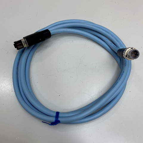 Cáp OMRON XS5W-T421-GMC-K Dài 2M 6.5ft CAT5E Shielded Cable M12 4 Pin D-Code Male to RJ45 Ethernet Cable Lan Industrial Ethernet KETH-PSB-OMR 22AWG×2P KURAMO E317214 (UL)