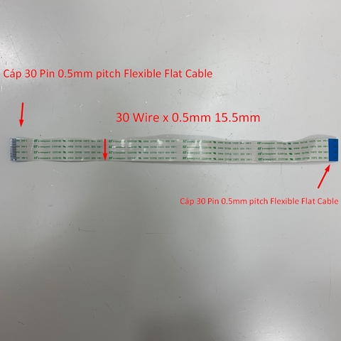 Cáp 30 Pin 0.5mm pitch Flexible Flat Cable Ribbon FFC 30 Wire x 0.5mm 15.5mm Dài 22Cm e-newgrand E229188 AWM 20706 105ºC 60V VW-1 Connector Type A