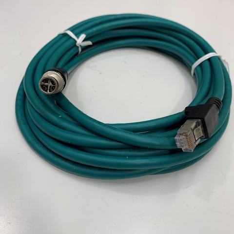 Cáp Điều Khiển CCB-84901-2RBT-05 Dài 5M 17ft Cable M12 X-Code 8 Pin Male to RJ45 Ethernet Blue Cable Shielded For In-Sight Vision Sensors Cognex Industrial Camera Flexible Gigabit Network