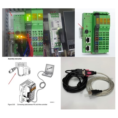 Bộ Comb Lập Trình Cable 2400127 Phoenix Contact RS232 Mini Din 6 Pin Male to DB9 Female Dài 3M + USB to RS232 Z-TEK For Phoenix Contact PCL Với Computer