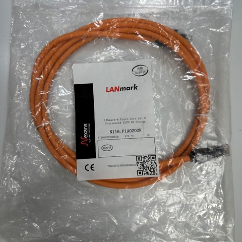 Cáp Mạng 2M 6.5ft N116.P1A020OK LANmark CAT6 Unscreened UTP Ethernet Cable RJ45 to RJ45 Orange LSZH 24AWG Nexans 4PR For Industrial Ethernet Cable