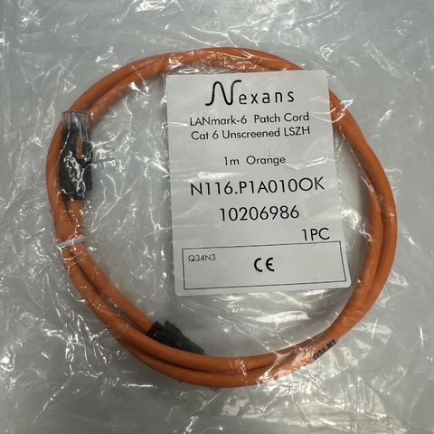Cáp Mạng 1M 3.3ft N116.P1A010OK Nexans CAT6 Unscreened UTP Ethernet Cable RJ45 to RJ45 Orange LSZH 24AWG LANmark 4PR For Industrial Ethernet Cable
