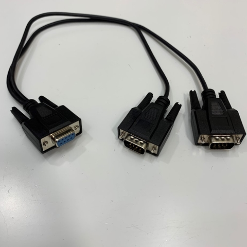 Cáp DB9 Female to 2 Ports DB9 Male Splitter Serial Cable Dài 0.4M For Máy Xét Nghiệm Sinh Hóa Tự Động Với Computer and Barcode Scanner Quét Mã Vạch