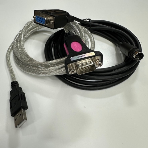 Cáp Lập Trình 5M 17ft LS XGB XBM XBC PLC to PC RS232 Serial Control Download/upload Cable FTDI Chip USB RS232 to 6 Pin Mini Din Communication Cable