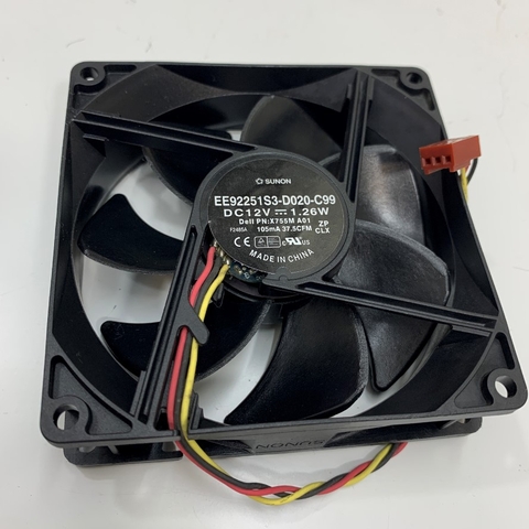 FAN SUNON EE92251S3-D020-C99 12V 1.26W Dell PN: X755M A01 90x90x25mm 3 Wire 3-Pin DC