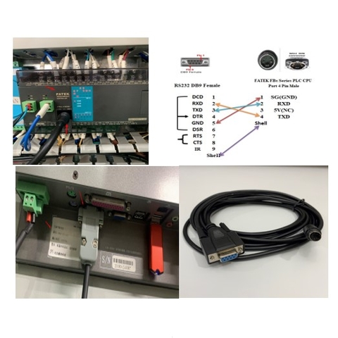 Cáp Lập Trình FBs-232P0-9F-300 Dài 3M Kết Nối PLC FATEK FBs-CB55 Với Máy Tính Công Nghiệp Fanless Panel PC PPC-3120S RS232 Cable Mini Din 4 Pin to DB9 Female