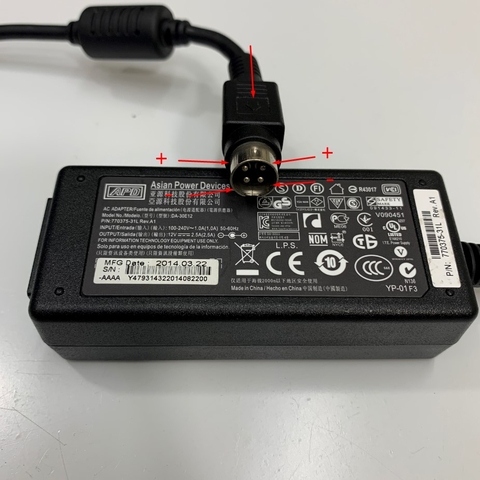 Adapter 12V 2.5A 30W Asian Power Devices APD DA-30E12 Connector Size 4 Pin Mini Din 10mm
