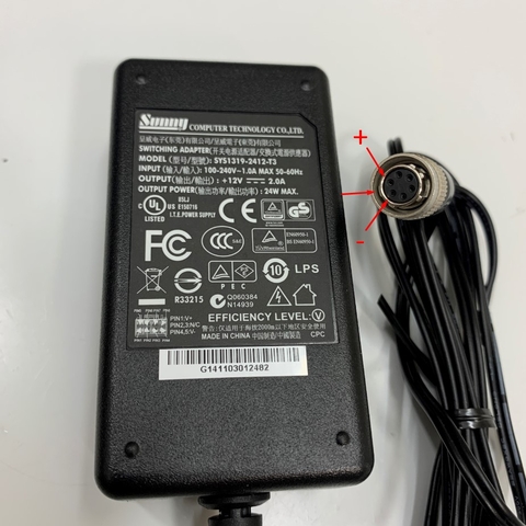 Adapter 12V 2A 24W SUNNY Connector Size Hirose HR10A-7P-6S73 6 Pin Female For FLIR Blackfly BFLY-PGE-12A2M-CS Camera