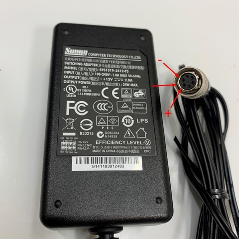 Adapter 12V 2A 24W Sunny Connector Size Hirose HR10A-7P-6S73 6 Pin Female For Omron Sentech STC/FS Series Industrial Camera Power Supply Connector HR10A-7R-6PB Hirose