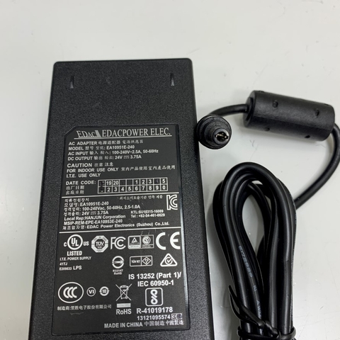 Adapter 24V 3.75A 90W EDAC OEM Thay Thế XP Power VEC65US24 24V 2.71A 65W IEC C14 Plug Connector Tip Size 5.5mm x 2.5mm