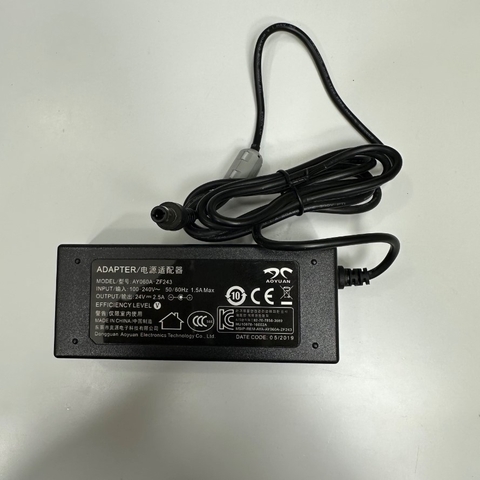 Adapter 24V 2.5A 60W AOYUAN OEM Thay Thế Brother LD1484001 24V 1.9A 45.6W Connector Tip Size 6.5mm x 3.0mm For Scanner Brother ADS Series, Scanner Brother CM Series