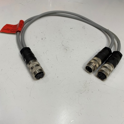 Cáp 0.4M 1.3ft CBL-RINGER-2 Y Splitter Cable M16 3 Pin A-Code Female to 2 Port M16 3 Pin A-Code Male/ Female Circular Connector For Control Industrial Cable