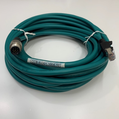 Cáp CCB-84901-1004-10 33Ft Dài 10M Cable Ethernet COGNEX M12 A-Code 8 Pin Male to RJ45 Green Color PVC