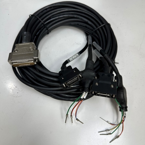 Cáp 4.5M 15ft DB25 Pin Male Cover Shell/Hood Housing Metal to 2 Port MDR 26 Pin Male + Power Cable For Servo Industrial Control Cable