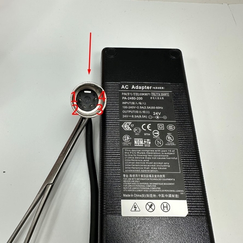 Adapter 24V 8.5A PA-2480-200 Connector Tip Size 4 Pin XLR Male NC4MX For Hệ Thống Đèn Led Thông Minh