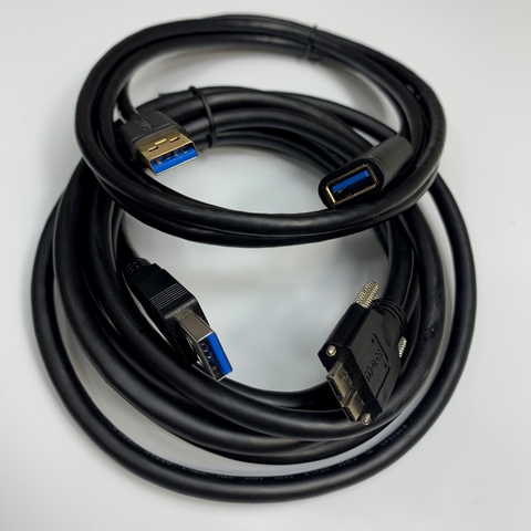 Cáp 4M 13ft Cable USB 3.0 Type A to Micro B Male With Screw Locking Data Transmission For Industrial Basler, Hikrobot, Microscope Digital Camera USB3.0 Transfer Rates 5Gbps