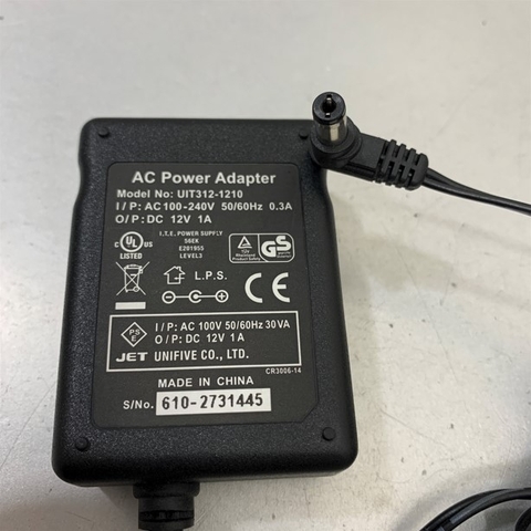 Adapter 12V 1A UIT312-1210 Connector Size 5.5mm x 2.1mm