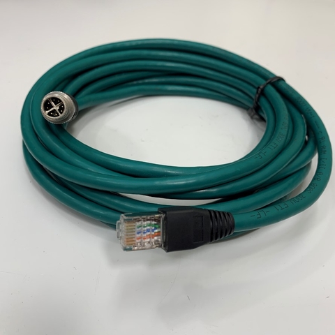 Cáp Original Cognex CCB-84901-2001-05 Dài 3.7M 12.3ft Cable M12 X-Coded 8 Pin Male to RJ45 Ethernet For Keyence SR-750 SR-650 Code Reader, Cognex Camera Industrial