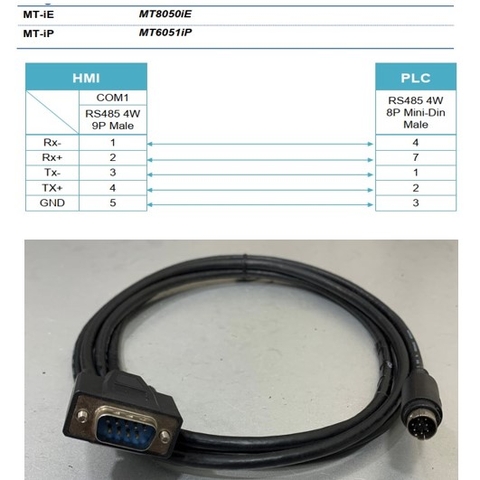 Cáp Lâp Trình MT6000/MT8000-FX Communication RS485 Cable Mini Din 8 Pin to DB9 Male 1.8M For Màn Hình HMI Weintek MT6000/MT8000 and PLC Mitsubishi FX Series