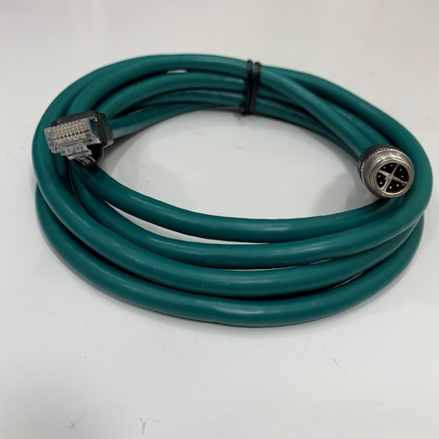 Cáp Original Cognex CCB-84901-2001-02 Dài 1.9M 6.3ft Cable M12 X-Coded 8 Pin Male to RJ45 Ethernet For Keyence SR-750 SR-650 Code Reader, Cognex Camera Industrial