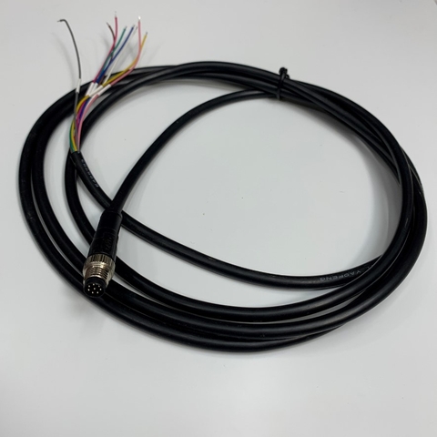 Cáp 2M 6.5ft CAZN Industrial Cable Connector M8 A-Code 8 Pin Male to 8 Core Open End Straight Circular Sensor Waterproof Cable E495753 26AWG 80C 300V YAOFENG OD 5.3mm