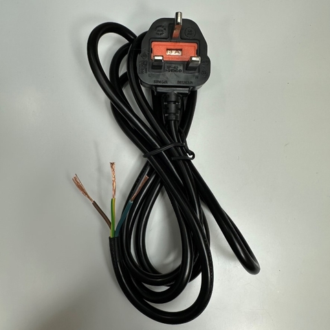 Dây Nguồn 2M 6.5ft AC Power Cord BS1363A Fused 13A 250V UK 3 Pin Plug 18AWG 3x1.0mm² to 3 Core Open End Cable OD 7.2mm For Industrial Power Cable