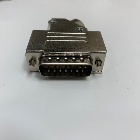 Đầu Jack D-Sub DB15 Pin Male 2-Row Cover Shell/Hood Housing Metal Fe Plated For D-Sub Connector Plug 15 Way Panel Mount Serial Port 45 Degree