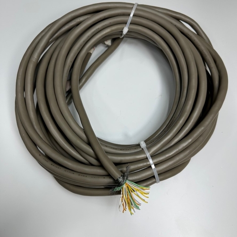 Cáp 14M 47ft Shielded Cable HITACHI 34 Core x 0.2mm² 24AWG 80°C 300V Multi Pair OD 11mm Grey Cable E41447 STYLE 2464 VW-1 For Signals Servo Motor Encoder, Industrial I/O Communication