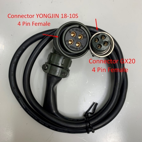 Cáp Nguồn Động Cơ 1M 3.3ft Right Angle Plug Connector YONGJIN 18-10S 4 Pin Female to Connector GX20 4 Pin Female For Servo Motor Power Original Cable