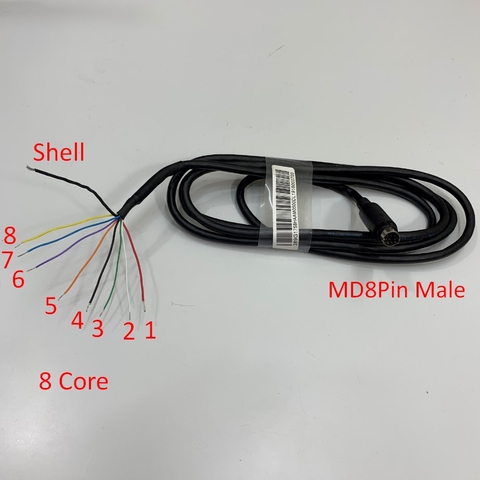 Cáp Điều Khiển 6Ft Dài 1.8M Mini Din 8 Pin Male to 8 Way End Black Shielded Cable For PLC/HMI/ Terminal Module RS232/RS-422/RS-485 Breakout Communication Cable Assembly