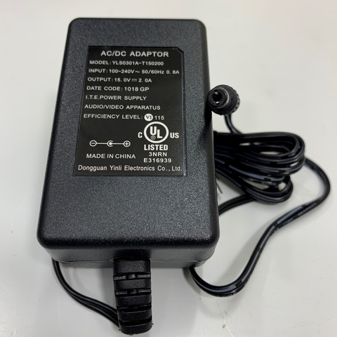 Adapter 15V 2A Yinli Electronics US Plug OEM Sartorius YEPS01-15V0 DC + ---C--- Connector Size 5.5mm x 2.1mm For Cân Điện Tử Sartorius Analytical Lab Digital Balance
