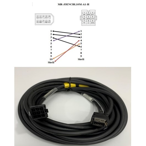 Cáp Mitsubishi MR-J3ENCBL10M-A1-H Cable 1394 SM 10 Pin To VW3M8D1A 9 Pin For Mitsubishi Servo Drive MR-J3 HF-KP HF-MP Length 7.8M