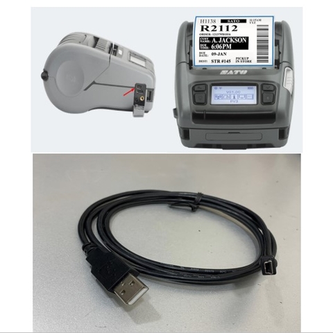 Cáp Máy In Mã Vạch Di Động SATO USB 2.0 Type A to Mini B Cable E229586 AWM 20379 Dài 1.3M For SATO PV3, PW2NX, PW4NX, MB4 Mobile Printer Thermal Printers