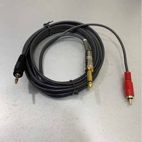 Cáp Tín Hiệu Âm Thanh Phòng Họp Hội Trường Audio Cable 3.5mm Male to RCA Male + Mono Jack 6.35mm Microphone Dtech Black Length 5M