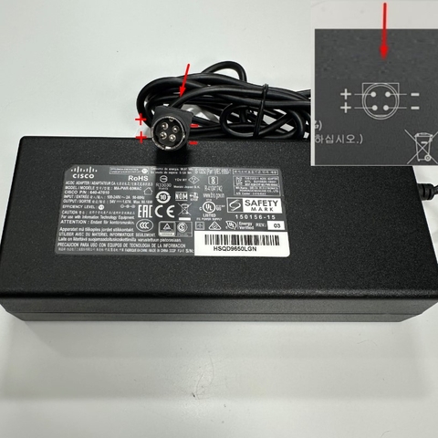 Adapter 54V 1.67A 90.18W Cisco IEC C14 Plug Connector Tip Size 4 Pin Mini Din 10mm For Cisco SG300-10 10 Port Gigabit POE Managed Switch